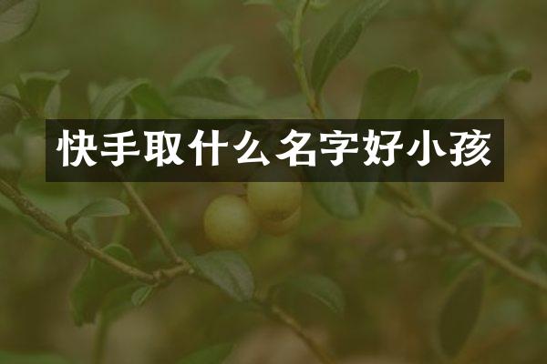 快手取什么名字好小孩