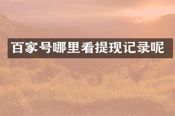 百家号哪里看提现记录呢
