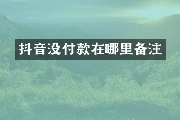 抖音没付款在哪里备注