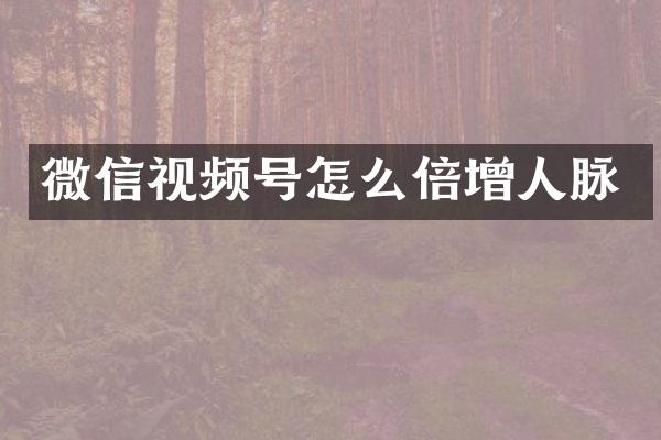 微信视频号怎么倍增人脉