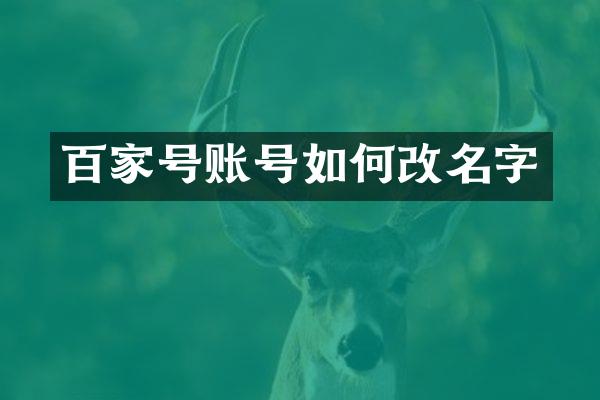 百家号账号如何改名字