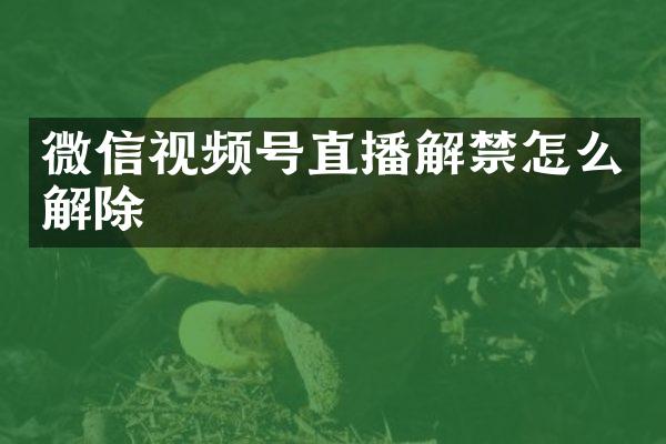 微信视频号直播解禁怎么解除