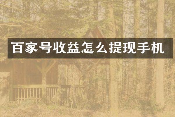 百家号收益怎么提现手机