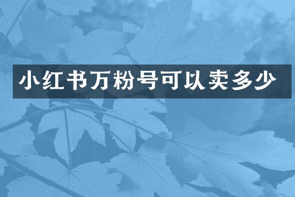 小红书万粉号可以卖多少