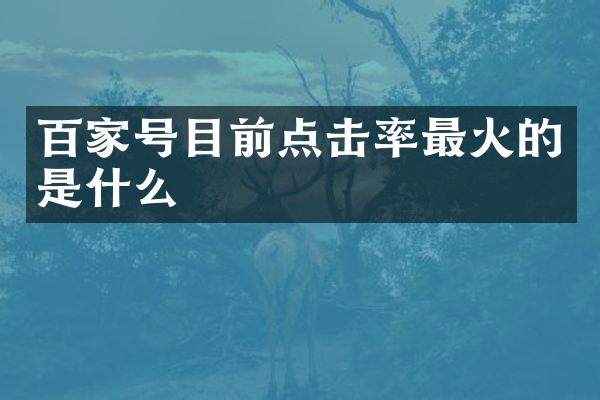 百家号目前点击率最火的是什么