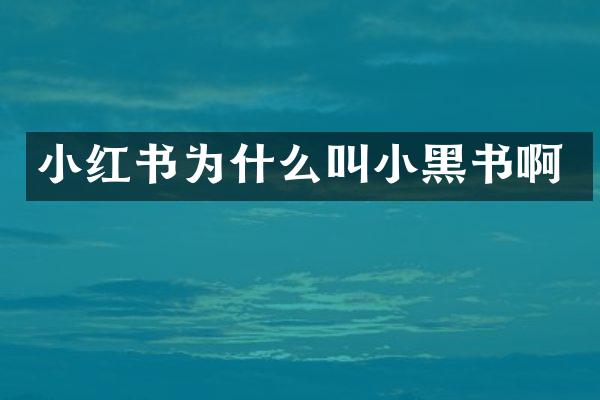 小红书为什么叫小黑书啊
