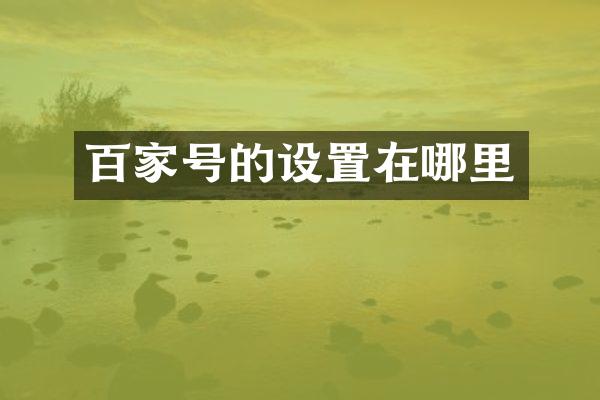 百家号的设置在哪里