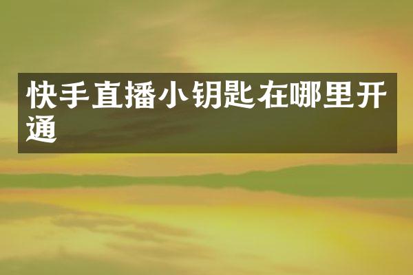 快手直播小钥匙在哪里开通