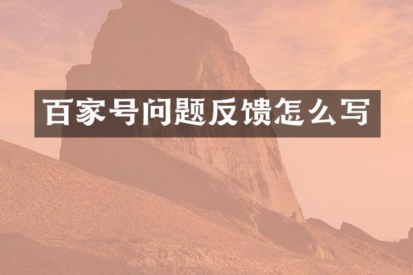 百家号问题反馈怎么写