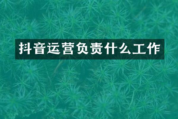 抖音运营负责什么工作