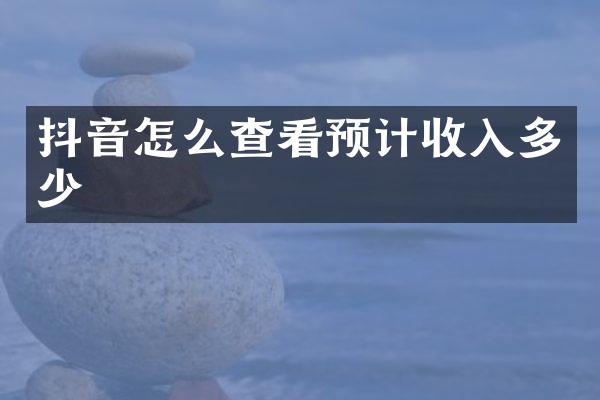 抖音怎么查看预计收入多少