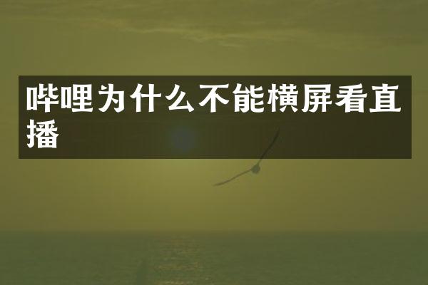 哔哩为什么不能横屏看直播