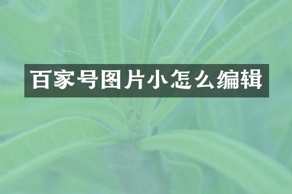 百家号图片小怎么编辑