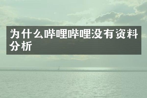为什么哔哩哔哩没有资料分析