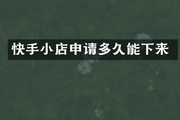 快手小店申请多久能下来
