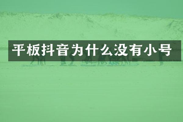 平板抖音为什么没有小号