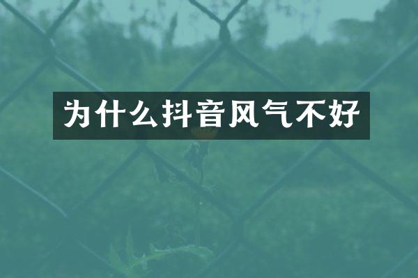 为什么抖音风气不好