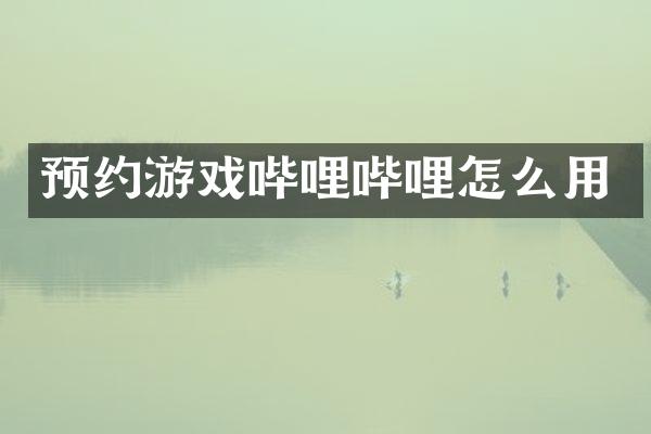 预约游戏哔哩哔哩怎么用