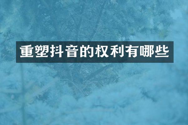 重塑抖音的权利有哪些
