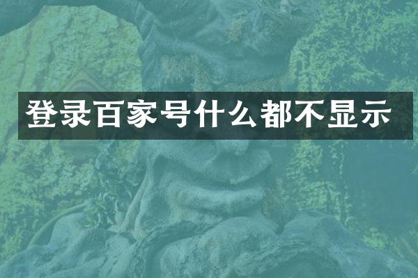 登录百家号什么都不显示
