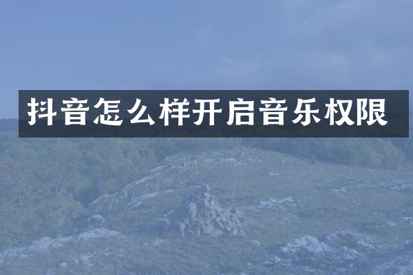 抖音怎么样开启音乐权限