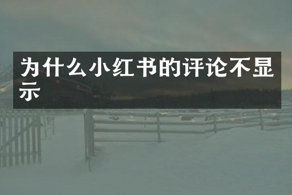 为什么小红书的评论不显示