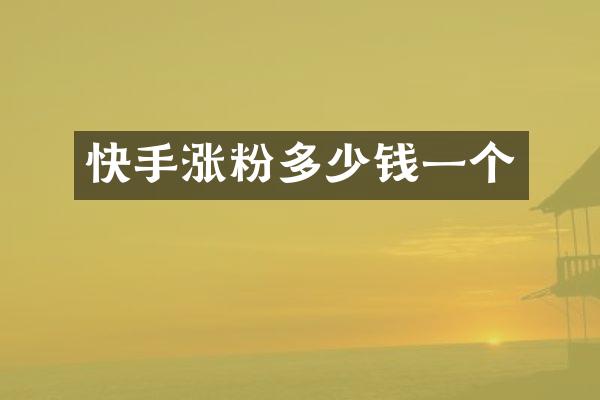 快手涨粉多少钱一个