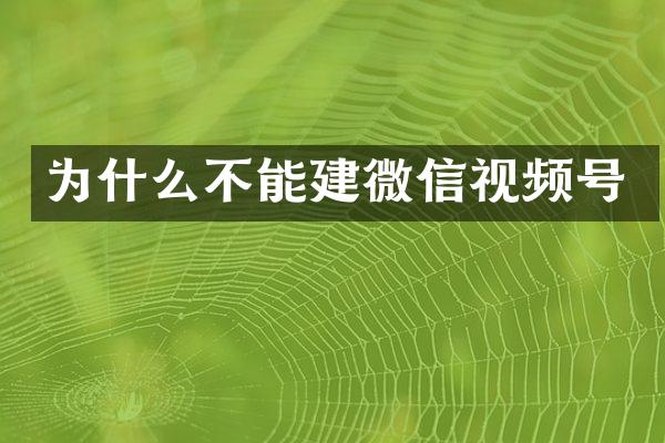 为什么不能建微信视频号