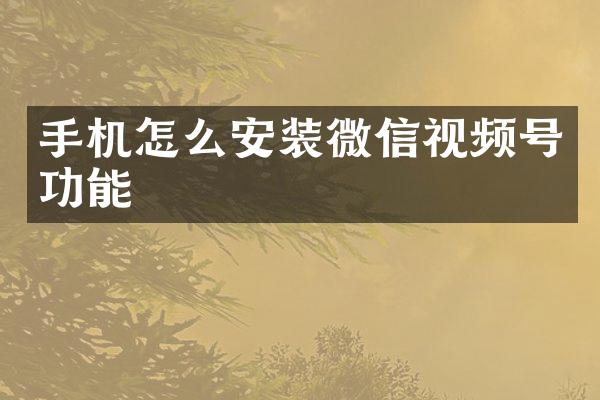 手机怎么安装微信视频号功能