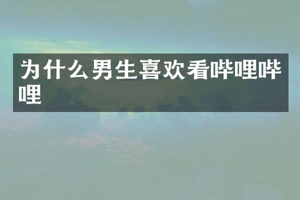 为什么男生喜欢看哔哩哔哩