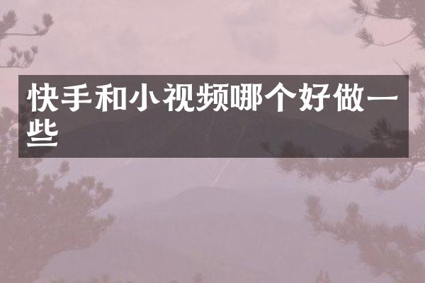快手和小视频哪个好做一些