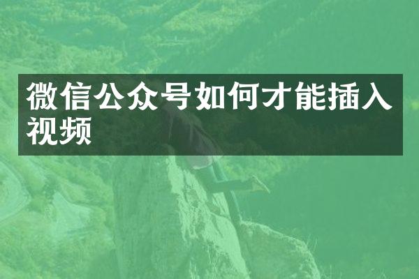 微信公众号如何才能插入视频