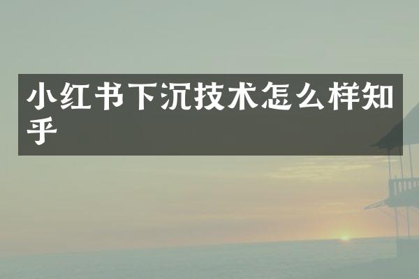 小红书下沉技术怎么样知乎