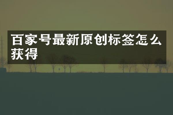 百家号最新原创标签怎么获得
