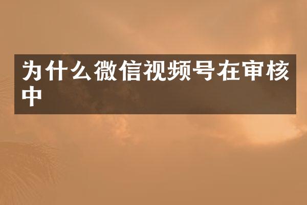 为什么微信视频号在审核中