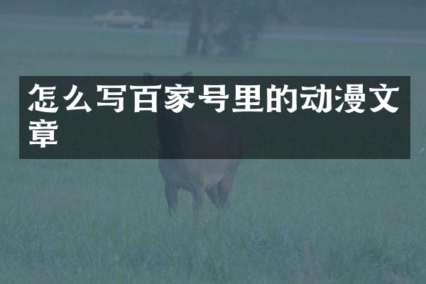 怎么写百家号里的动漫文章