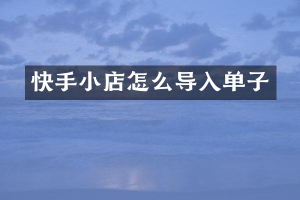 快手小店怎么导入单子
