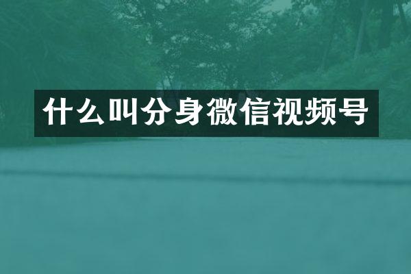 什么叫分身微信视频号