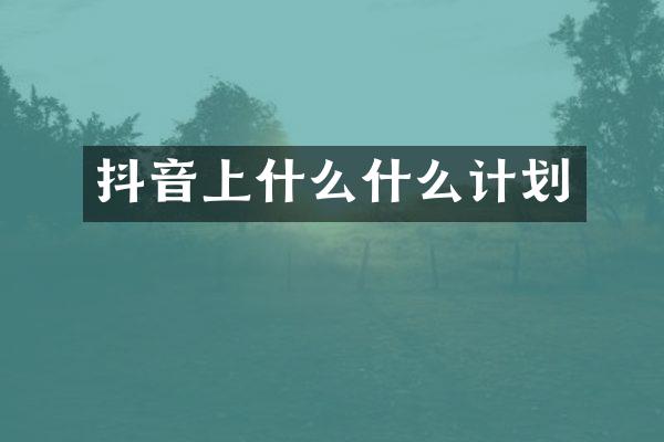 抖音上什么什么计划
