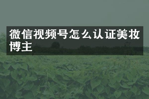 微信视频号怎么认证美妆博主