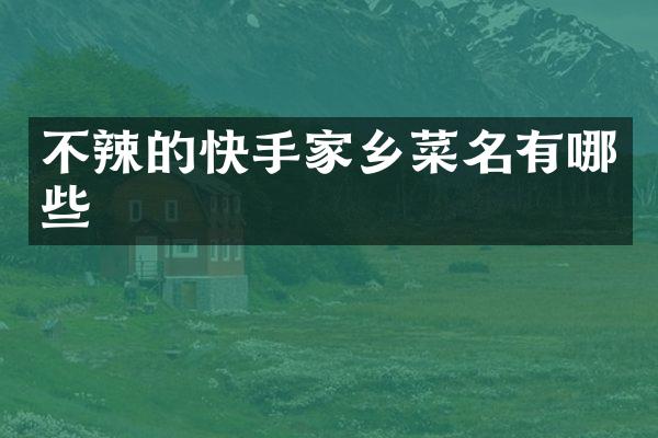 不辣的快手家乡菜名有哪些