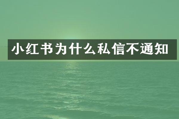 小红书为什么私信不通知