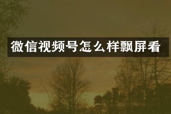 微信视频号怎么样飘屏看