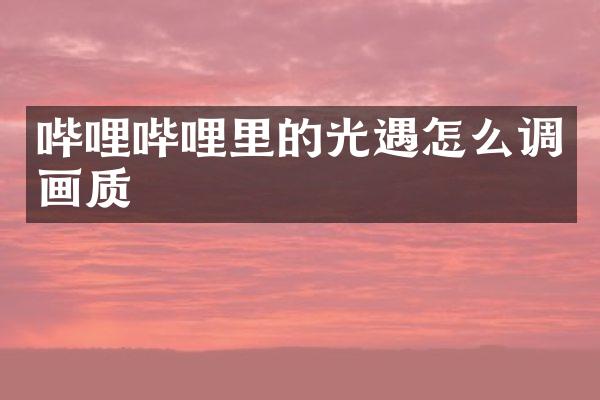 哔哩哔哩里的光遇怎么调画质