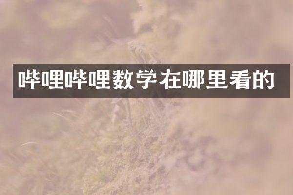 哔哩哔哩数学在哪里看的