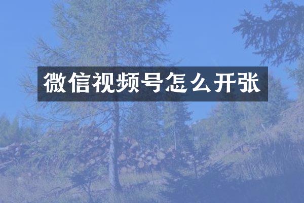 微信视频号怎么开张