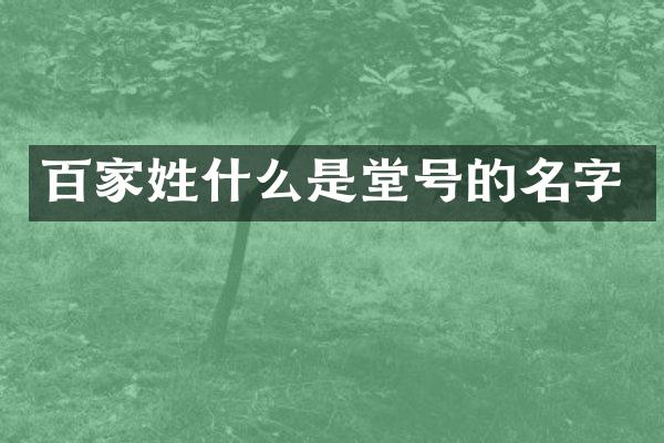 百家姓什么是堂号的名字