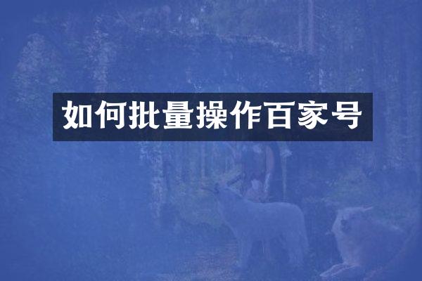 如何批量操作百家号