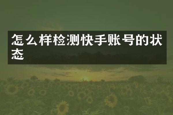 怎么样检测快手账号的状态