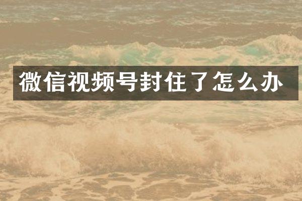 微信视频号封住了怎么办